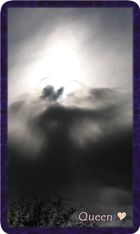 Photo of dancing cloud and light. Gratitude Tarot card Queen of Kindness: to tango with joy, grace must lead, truth & discernment keep the steady beat