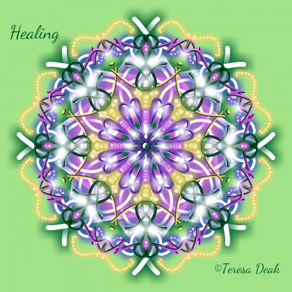 Healing. Feel the essence of this powerful word as you sink into the mandala. Let bright healing flow fully into your body and heart.