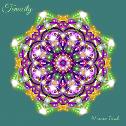 Created to carry the essence of Tenacity directly to your heart, this Essence Mandala radiates the energy through colour and curve.