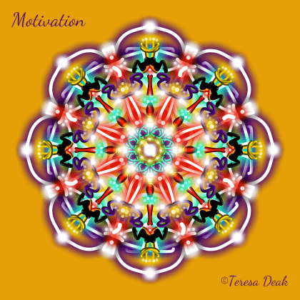 Teresa Deak wrote Motivation with her Kaleidoscope wands to create a mandala whose very energy and essence flows directly to your heart.