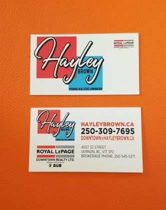 Business cards for Hayley Brown
